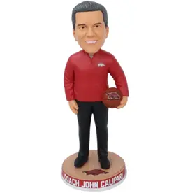 Bobblehead Hall Of Fame Razorback Coach John Calipari Bobblehead in a cardinal red quarter zip pullover