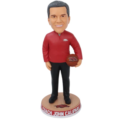Bobblehead Hall Of Fame Razorback Coach John Calipari Bobblehead in a cardinal red quarter zip pullover