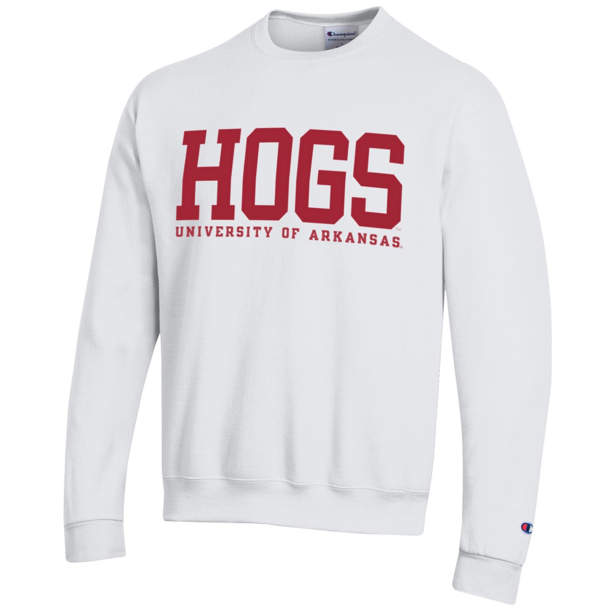 Champion Razorback Powerblend HOGS Contrasting  Versa Twill Crew