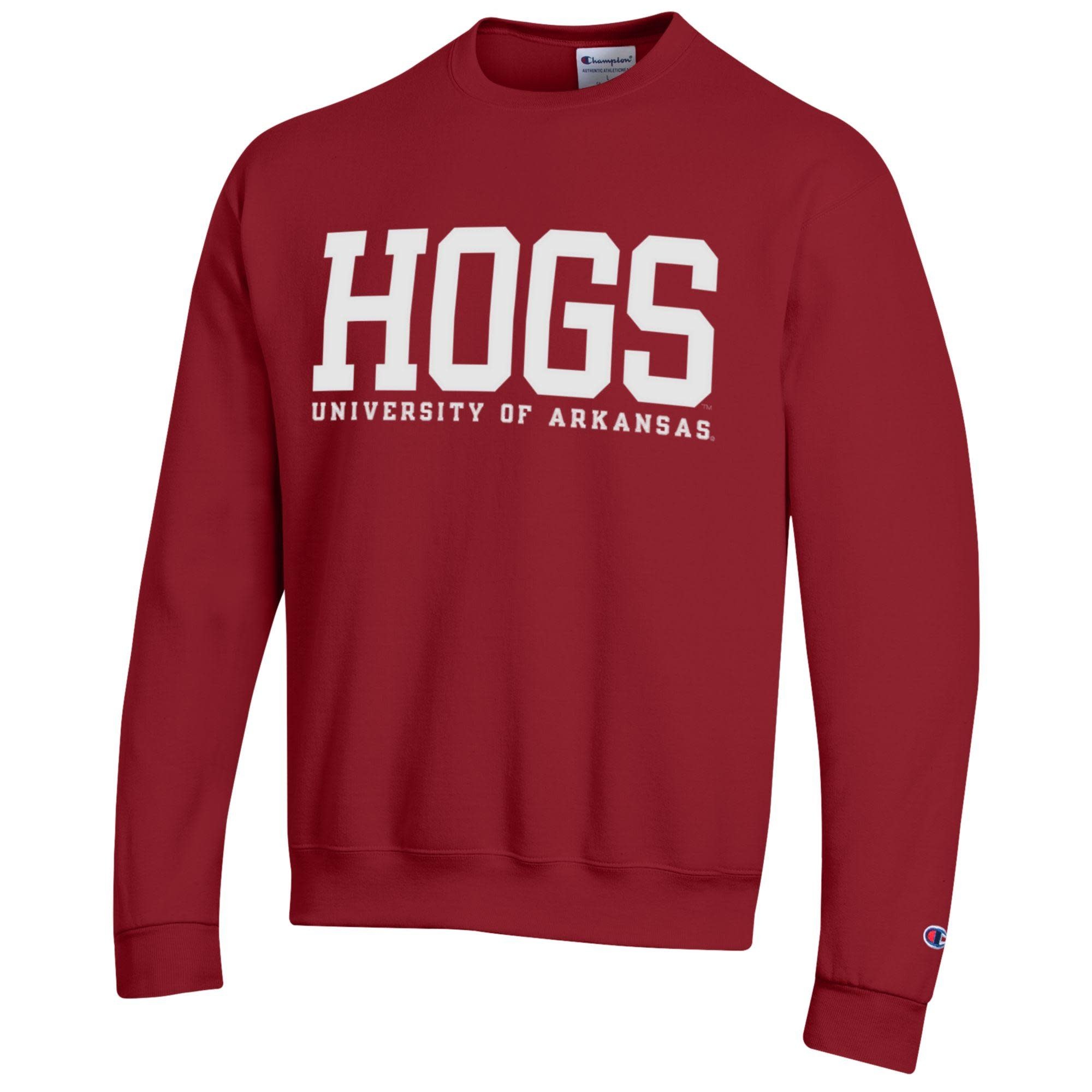 Champion Razorback Powerblend HOGS Contrasting  Versa Twill Crew