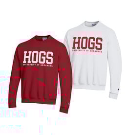 Champion Razorback Powerblend HOGS Contrasting  Versa Twill Crew
