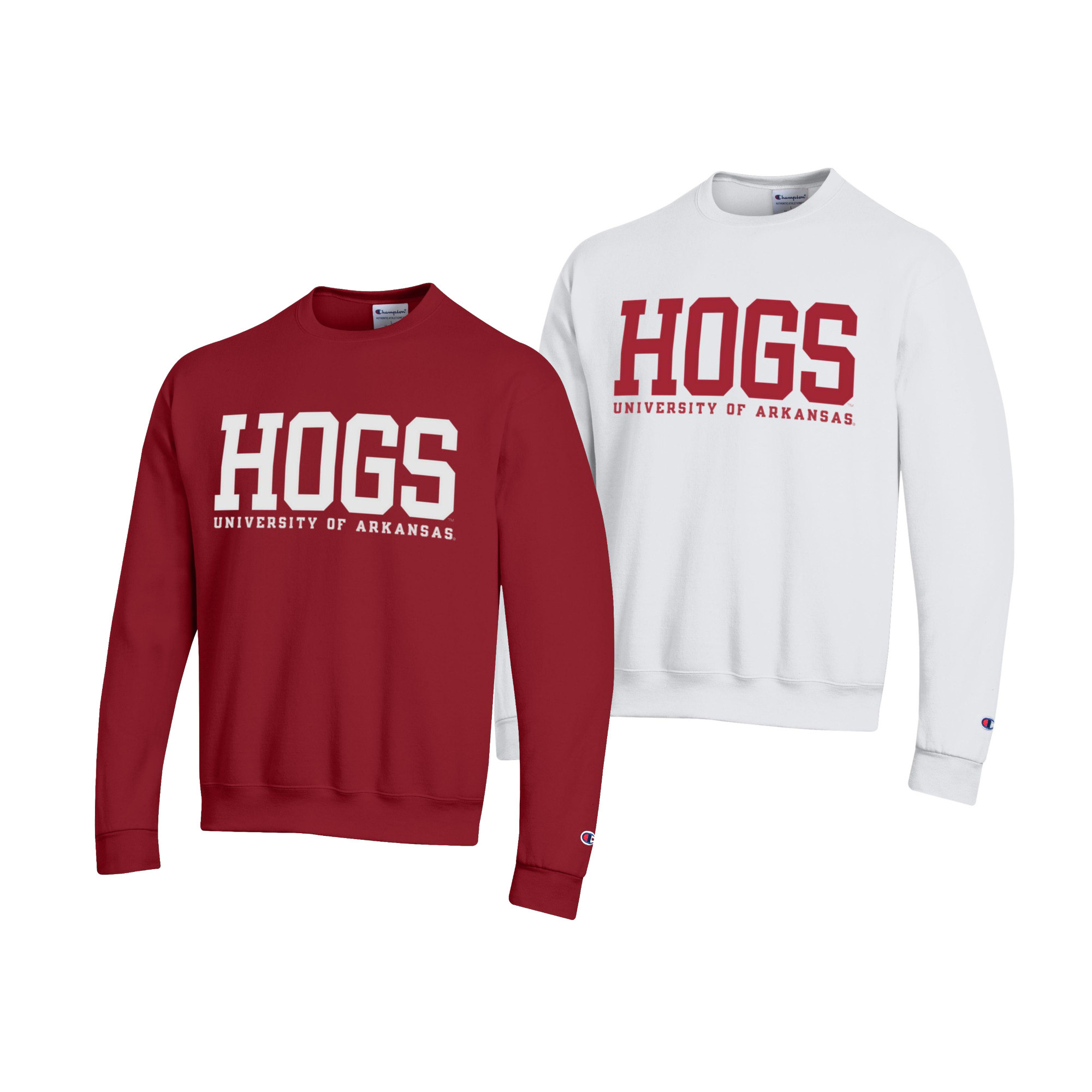 Champion Razorback Powerblend HOGS Contrasting  Versa Twill Crew