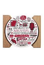 Neil Enterprises Razorback 4 Pack Round Stone Coaster w/ Wood Holder