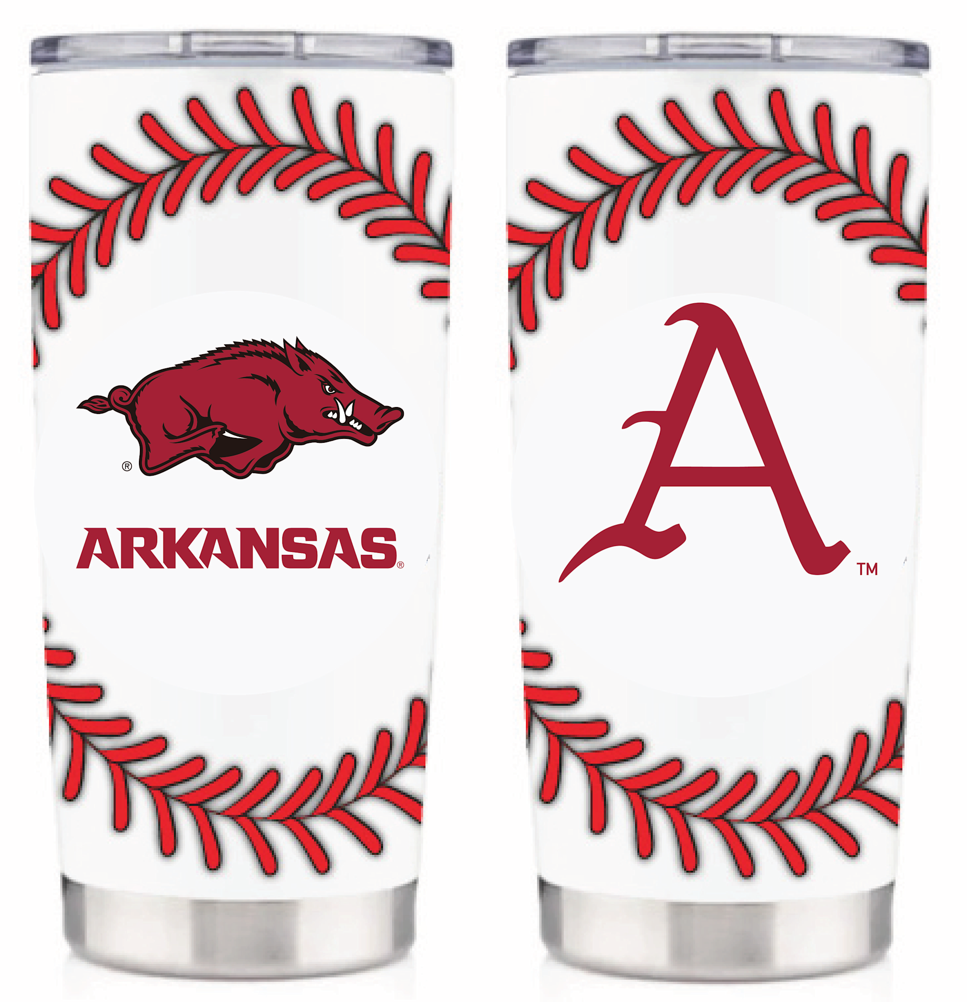 RFSJ Razorback 20 oz Baseball Full Color Running Hog and Baseball A Tumbler