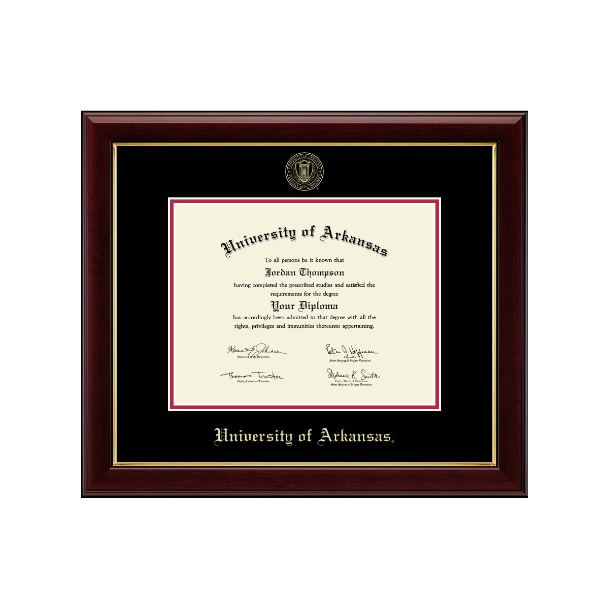 Church Hill University Of Arkansas Gold Embossed Diploma Frame