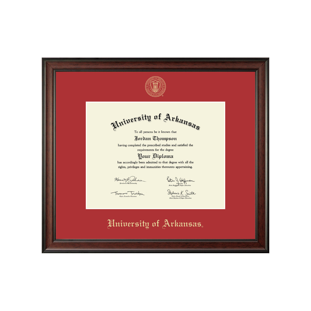 Church Hill University Of Arkansas Gold Embossed Diploma Frame Red Matting