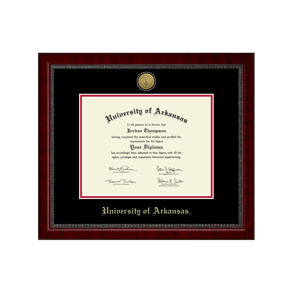 Church Hill University Of Arkansas Gold Engraved Medallion Diploma Frame