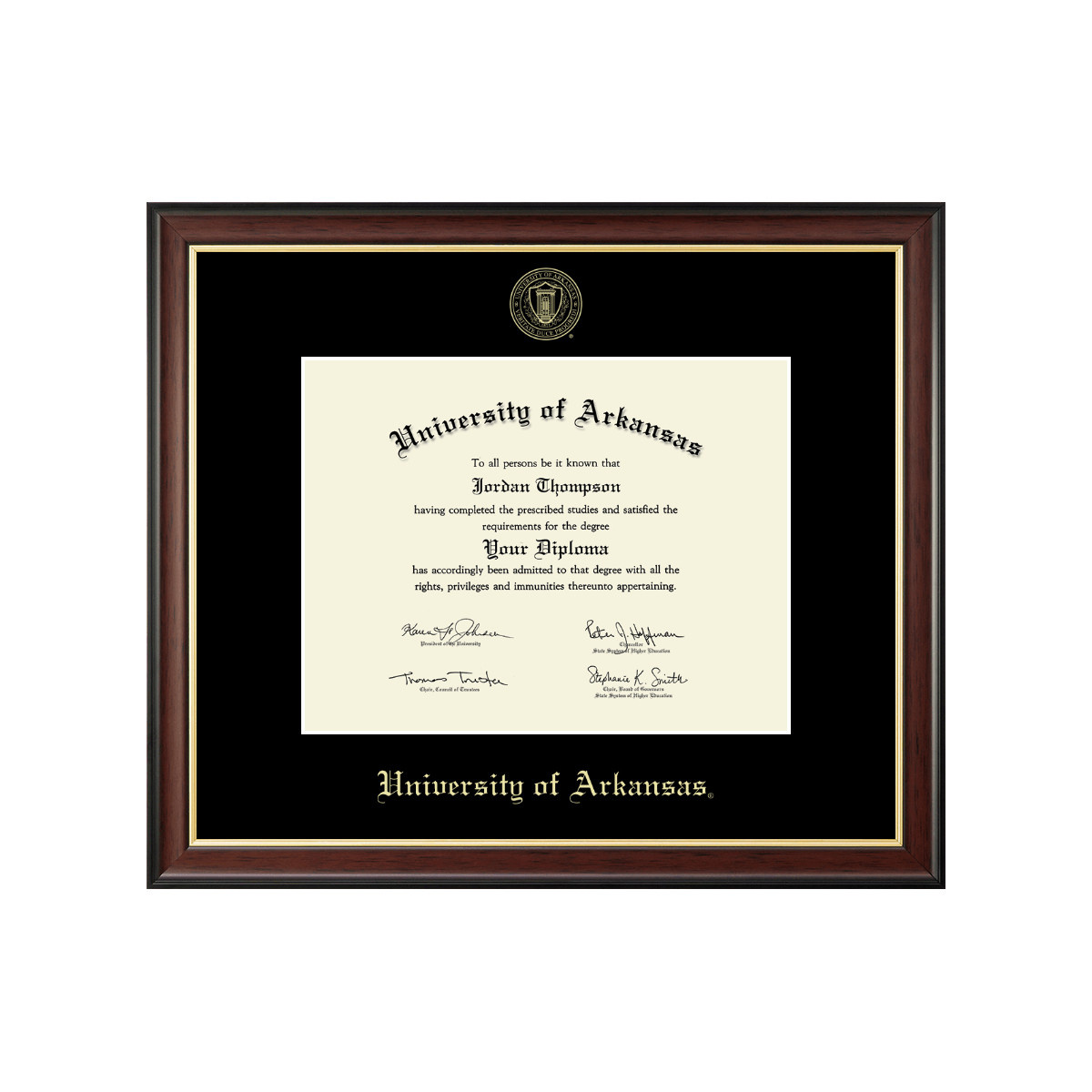 Church Hill University Of Arkansas Gold Embossed Single Mat Diploma Frame
