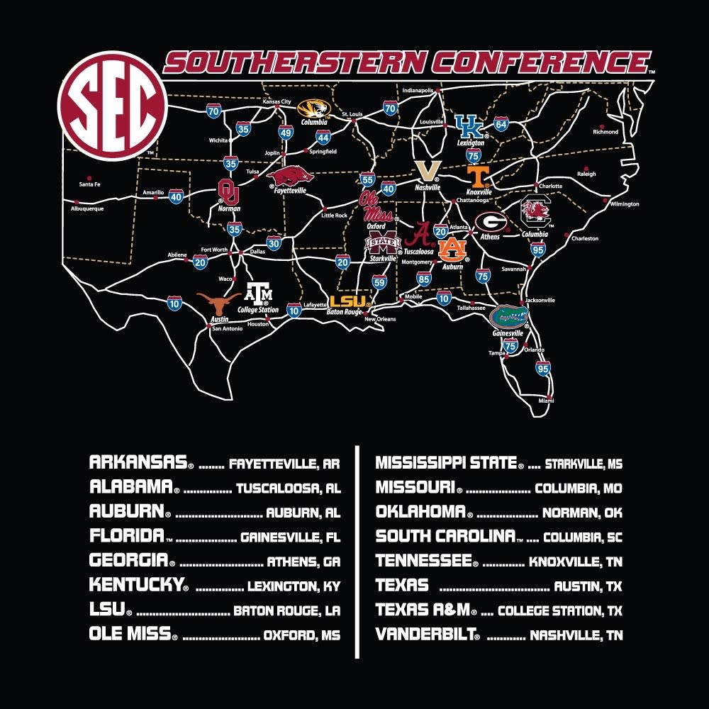 Champion Razorback SEC Conference Realignment Map SST