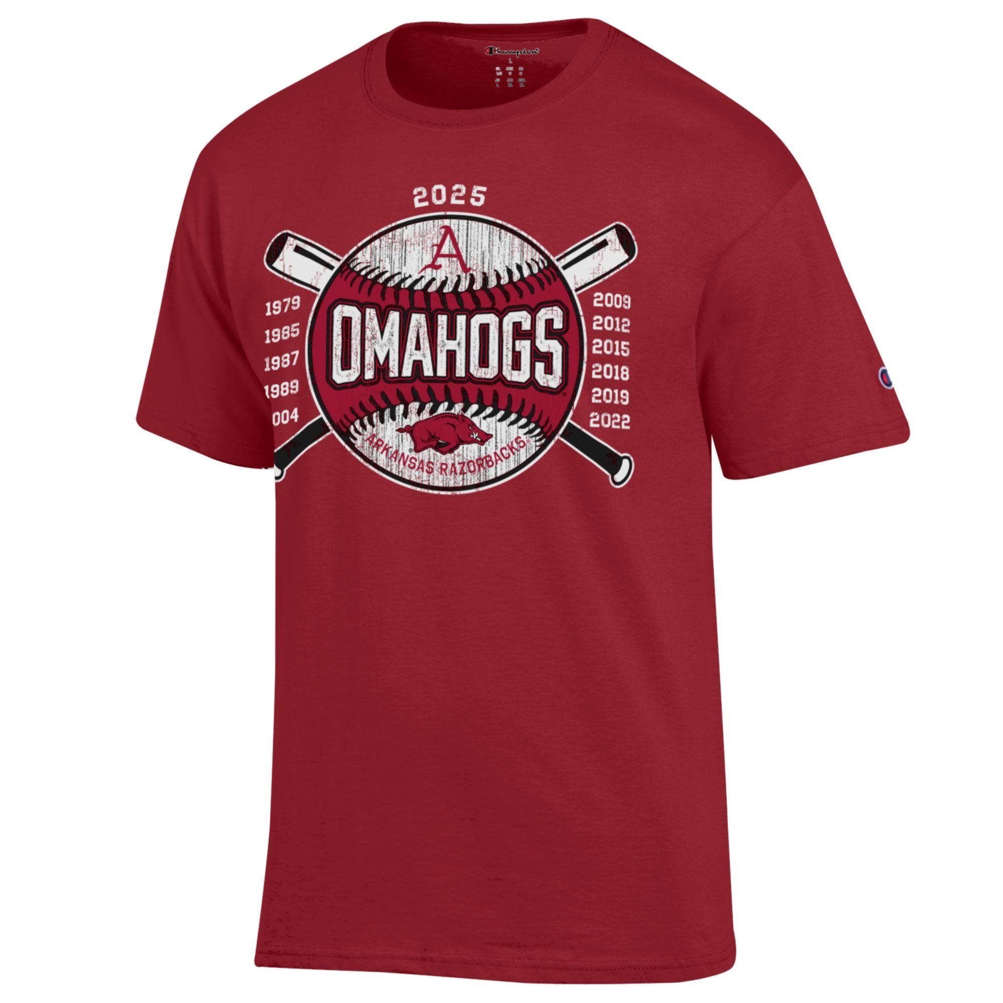 Champion Razorback 2025 OMAHOGS Crossed Bats Years