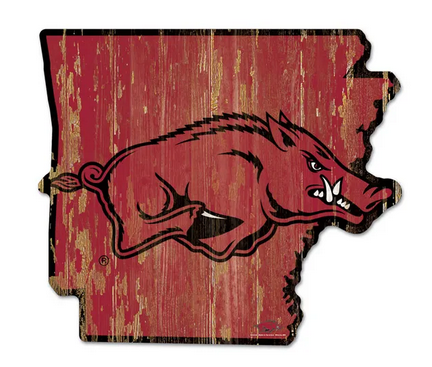 Wincraft Razorback State Shaped 11' X 17" Wood Sign