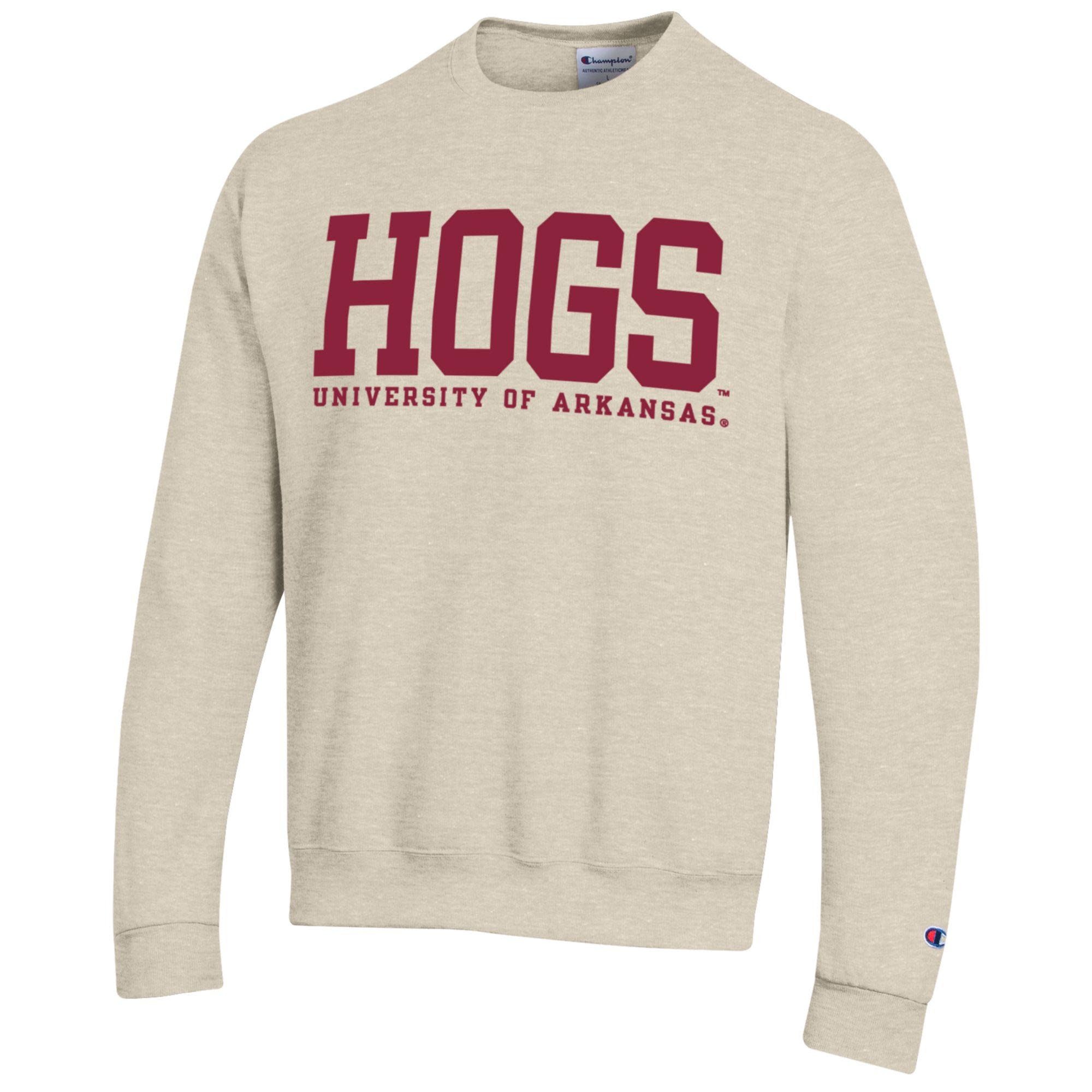 Champion Razorback Powerblend HOGS Contrasting  Versa Twill Crew
