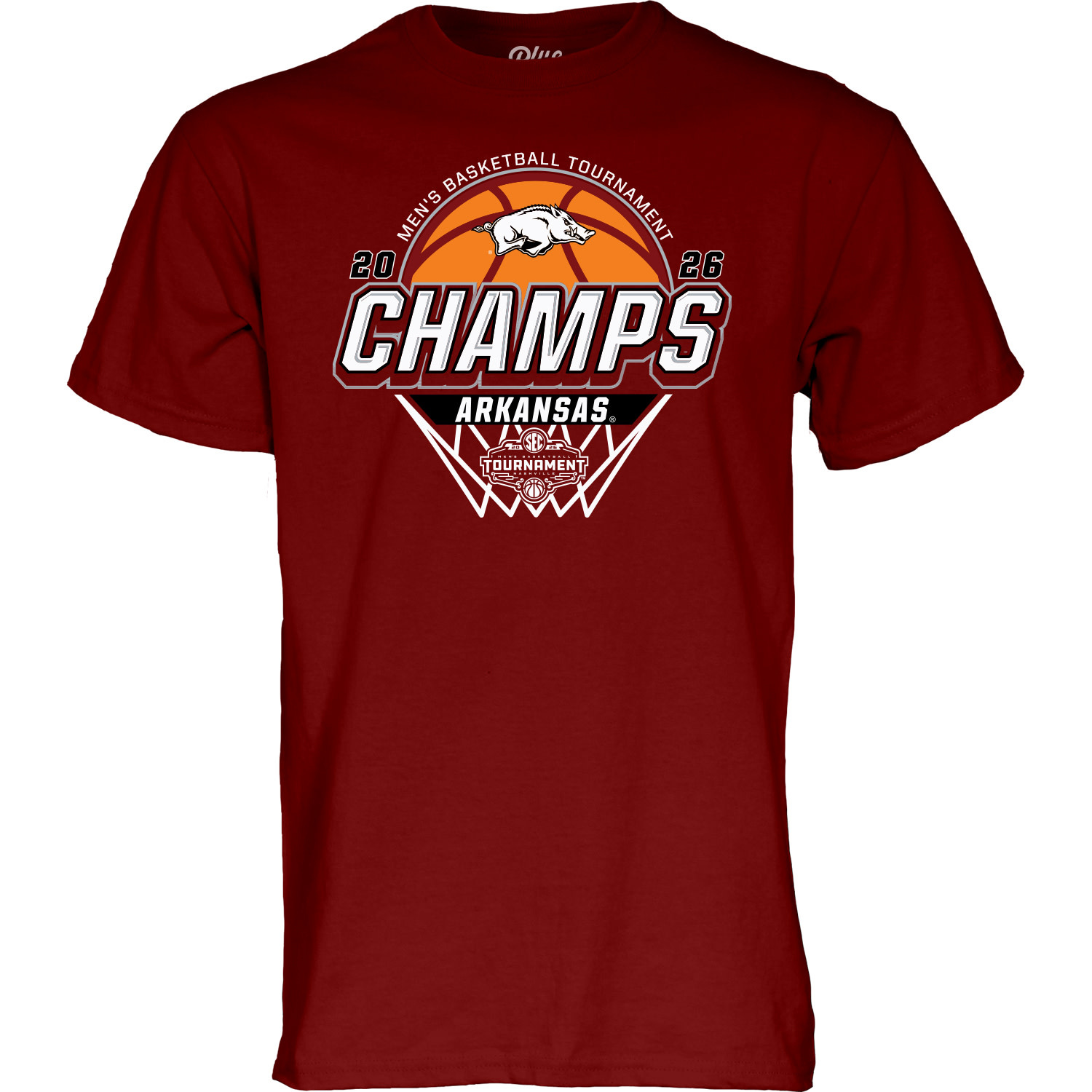 Blue 84 Razorback OFFICIAL SEC 2026 Mens Basketball Tournament Champions Locker Room SST