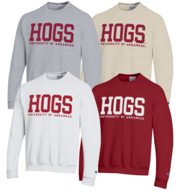 Champion Razorback Powerblend HOGS Contrasting  Versa Twill Crew