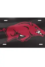 Wincraft RAZORBACK Black Background Red Hog ACRYLIC LICENSE PLATE