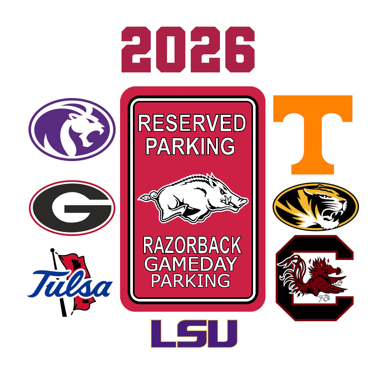 Sooieville Outfiters Razorback 2026 Fayetteville Home Football Gameday RESERVED Parking