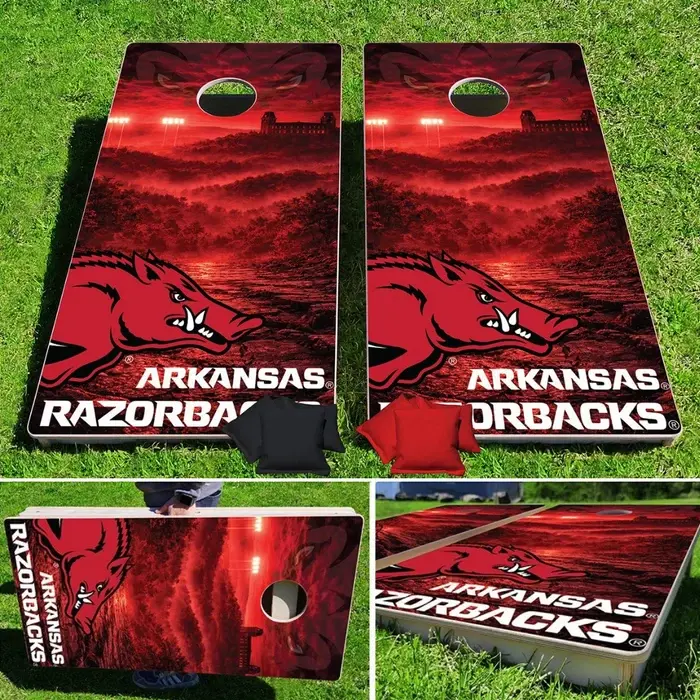 Baggo Razorback Pig Trail Pro Cornhole Bean Bag Toss Game 24x48 with 8 Regulation 16oz