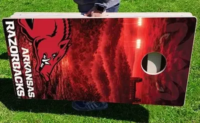 Baggo Razorback Pig Trail Pro Cornhole Bean Bag Toss Game 24x48 with 8 Regulation 16oz