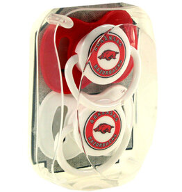 Turnovers Inc Razorback Pacifier Set- Cardinal & White