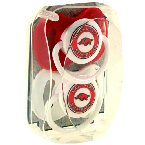 Turnovers Inc Razorback Pacifier Set- Cardinal & White