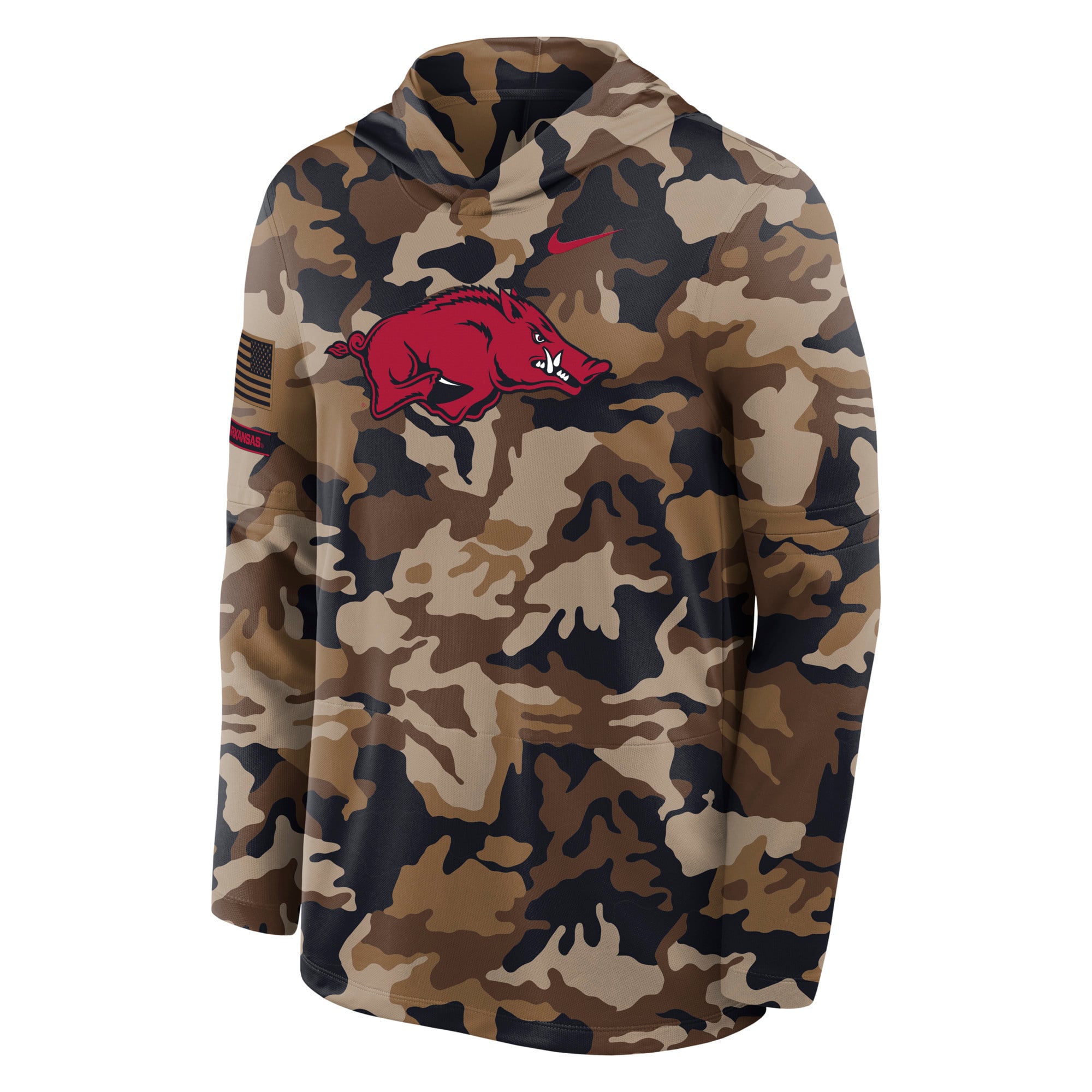 Razorback Nike Official Lightweight Military Appreciation Lightweight Hooded Sweatshirt