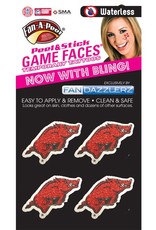 Game Faces Arkansas Razorback Glitter Bling Face Tattoo Fandazzlers