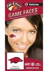 Game Faces Arkansas Razorback Waterless Face Tattoos 4PK