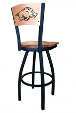 Holland Bar Stool Laser etched Razorback wood swivel stool
