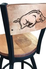 Holland Bar Stool Laser etched Razorback wood swivel stool