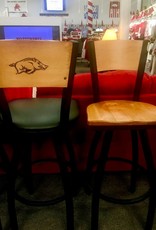 Holland Bar Stool Laser etched Razorback wood swivel stool