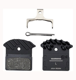 Shimano J05A-RF Disc Brake Pad and Spring - Resin Compound, Finned Aluminum Back Plate