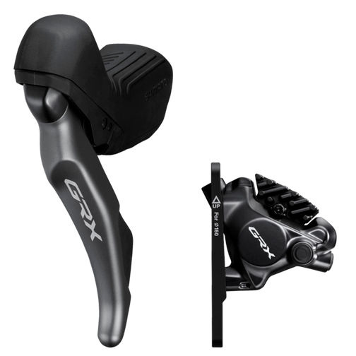 Shimano GRX ST-RX820 Shift/Brake Lever with BR-RX820 Hydraulic Disc Brake Caliper - Left/Front, 2x, Flat Mount