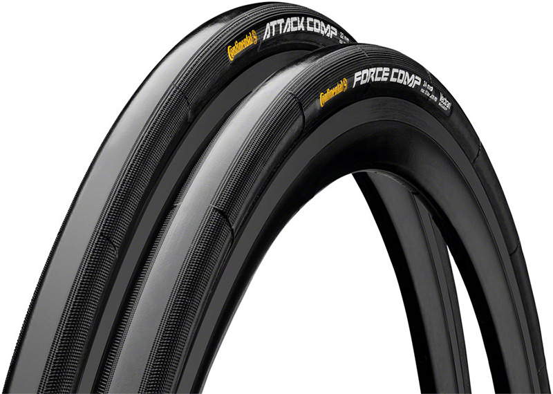 Continental Continental Attack/Force Comp Tire Combo - 700 x 24/22, Tubular, Black, BlackChili, Vectran Breaker, Pair