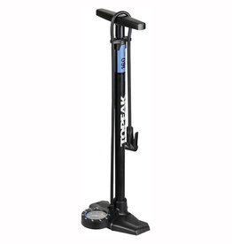 Topeak Joeblow Roadie Ex Floor Pump - Steel Barrel / Plastic Base, 3.5" Base Mount Gauge, 160 Psi /11 Bar, Smarthead, Black/Blue