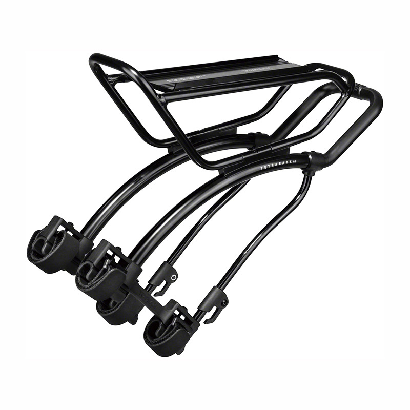 Topeak TetraRack R2 Rear Rack for Gravel/Road- Seatstay Strap Mount, QuickTrack Compatible, Black