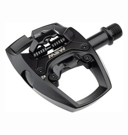 MSW Flip I Pedals - Single Side Clipless with Platform, Aluminum, 9/16", Intense Black