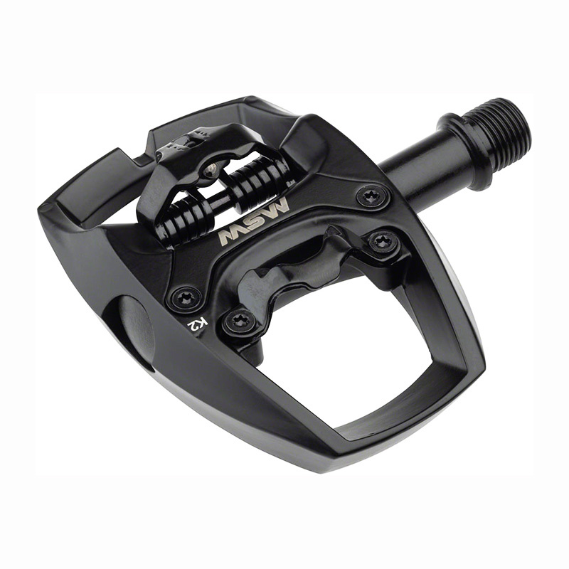 MSW Flip I Pedals - Single Side Clipless with Platform, Aluminum, 9/16", Intense Black