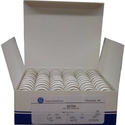 Coats Coats Polyester Astra L-120 Prewound Bobbins White - 144 count