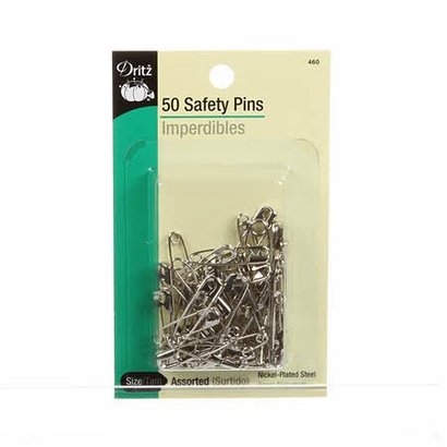 Checker Safety Pin Nickel Assorted SZ 50ct