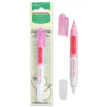 Clover Chacopen Pink Air Erasable Dual Tip Pen With Eraser