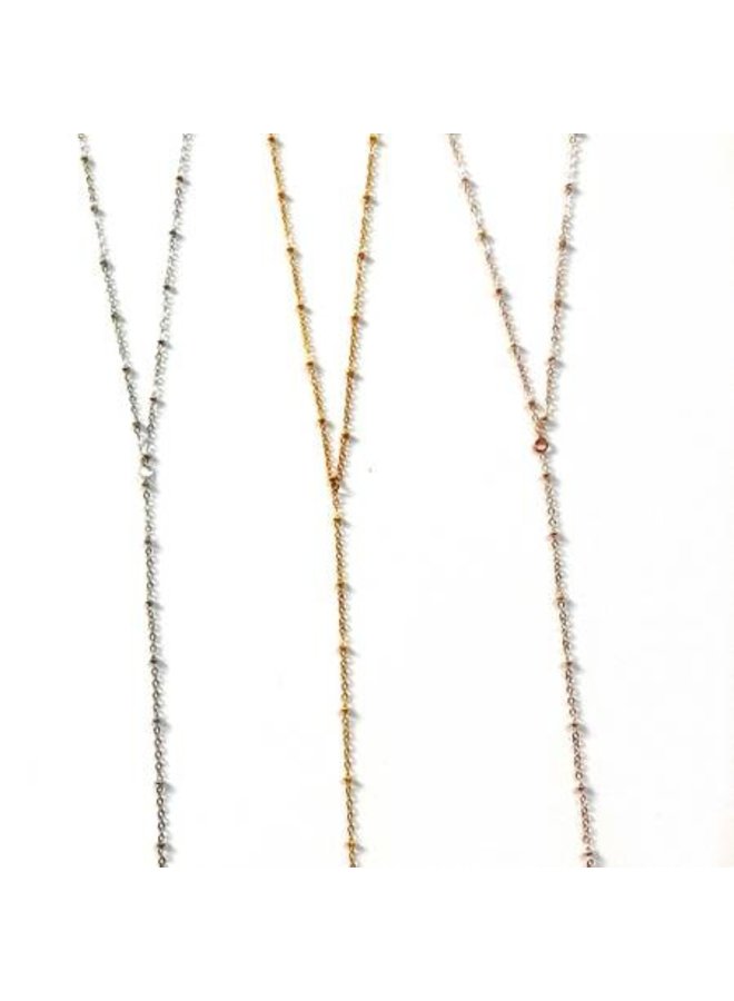 Ball Chain Lariat - ivory & birch