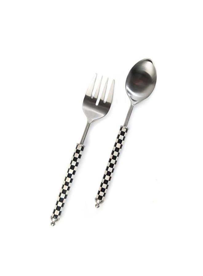 Mocha Check Salad Serving Set