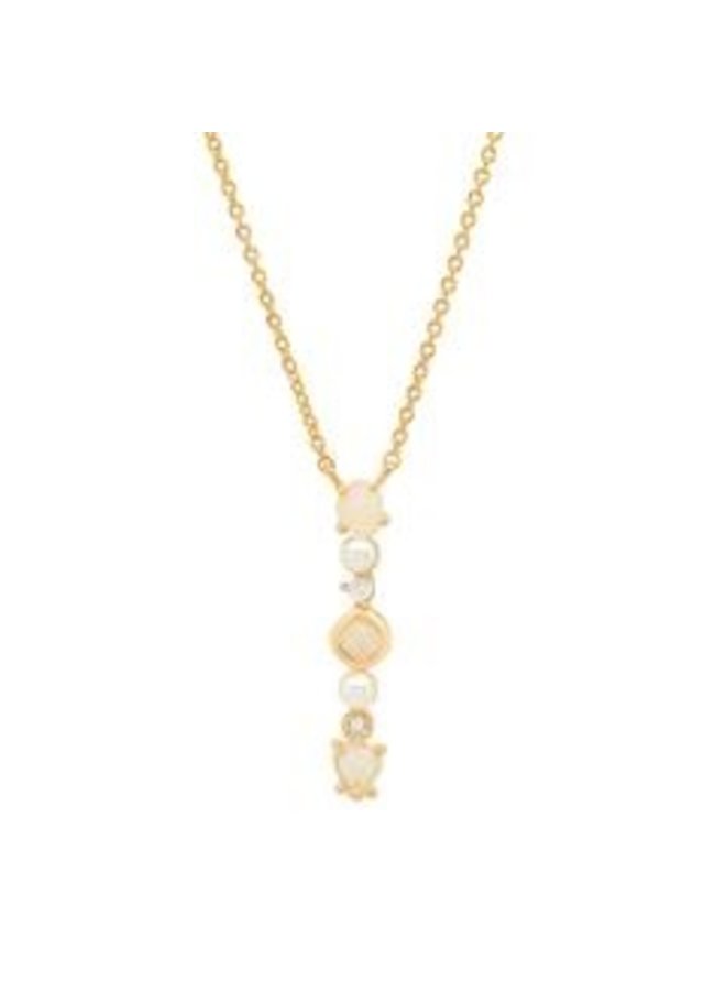 Neutral Stone Monogram Pendant Necklace 