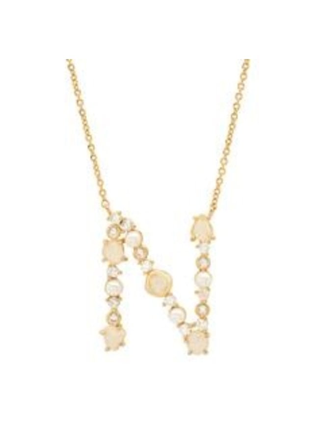 Neutral Stone Monogram Pendant Necklace-