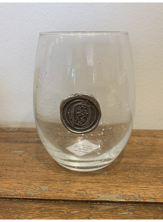 Stemless Wine Glass-Initial O