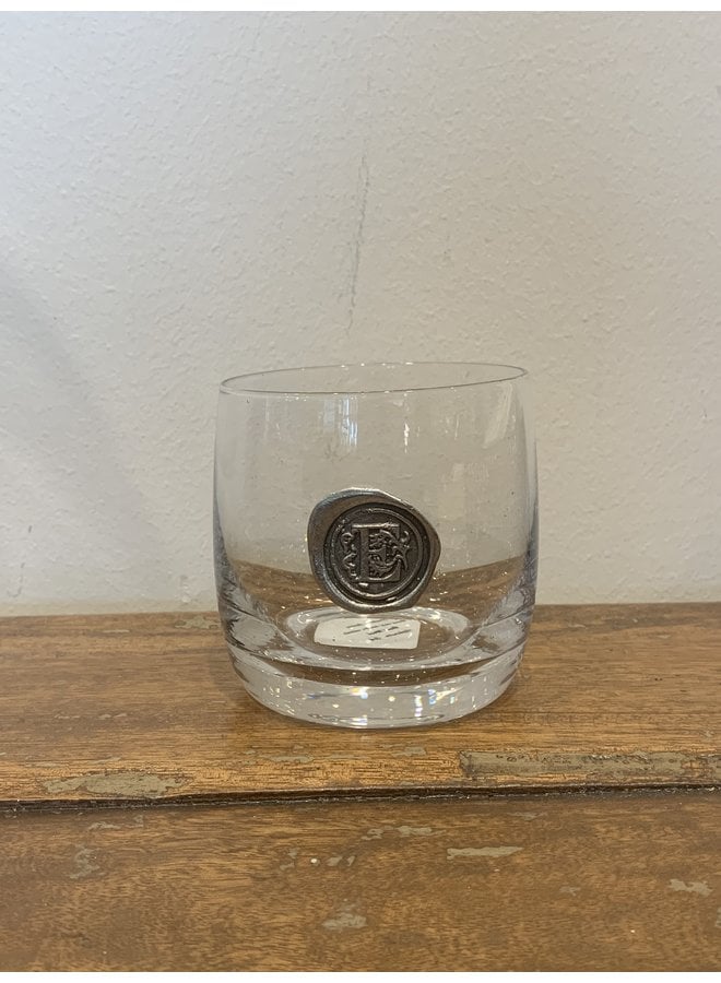 Double Old Fashion Glass-Initial E