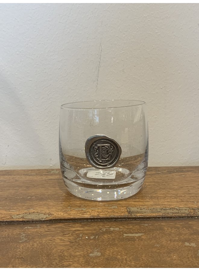 Double Old Fashion Glass-Initial E