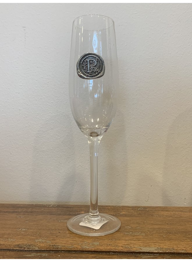 Champagne Flute- Initial P