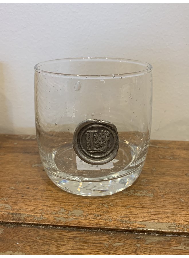Double Old Fashion Glass- Initial L