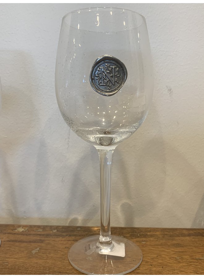 Stem Wine Glass- Initial N